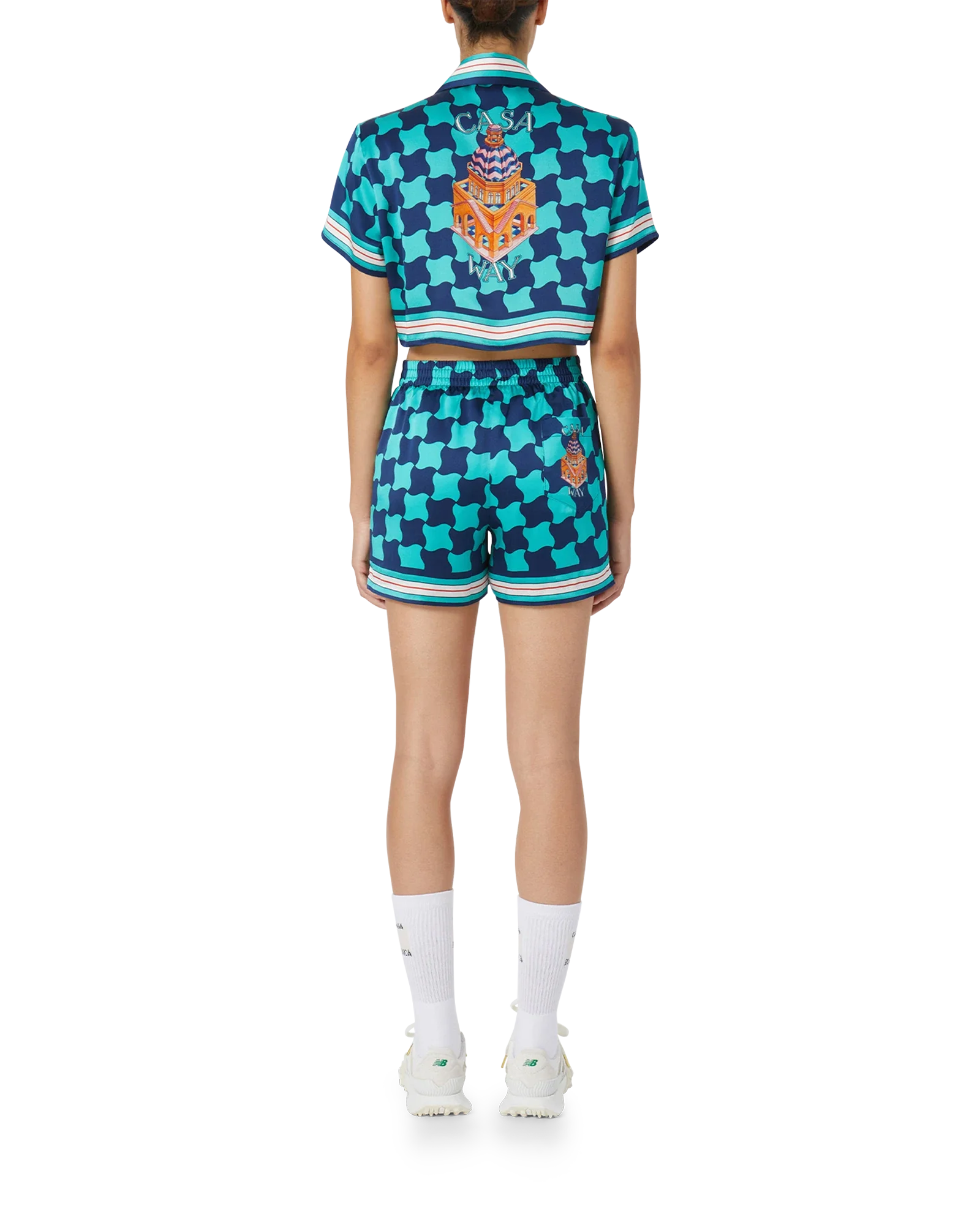 Pool Tile Cropped Silk Shirt - Image 3