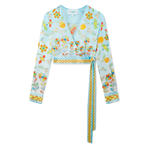 Yoruba Flowers Wrap Long Sleeve Blouse