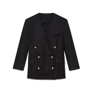 Wool Pinstripe Oversized Blazer