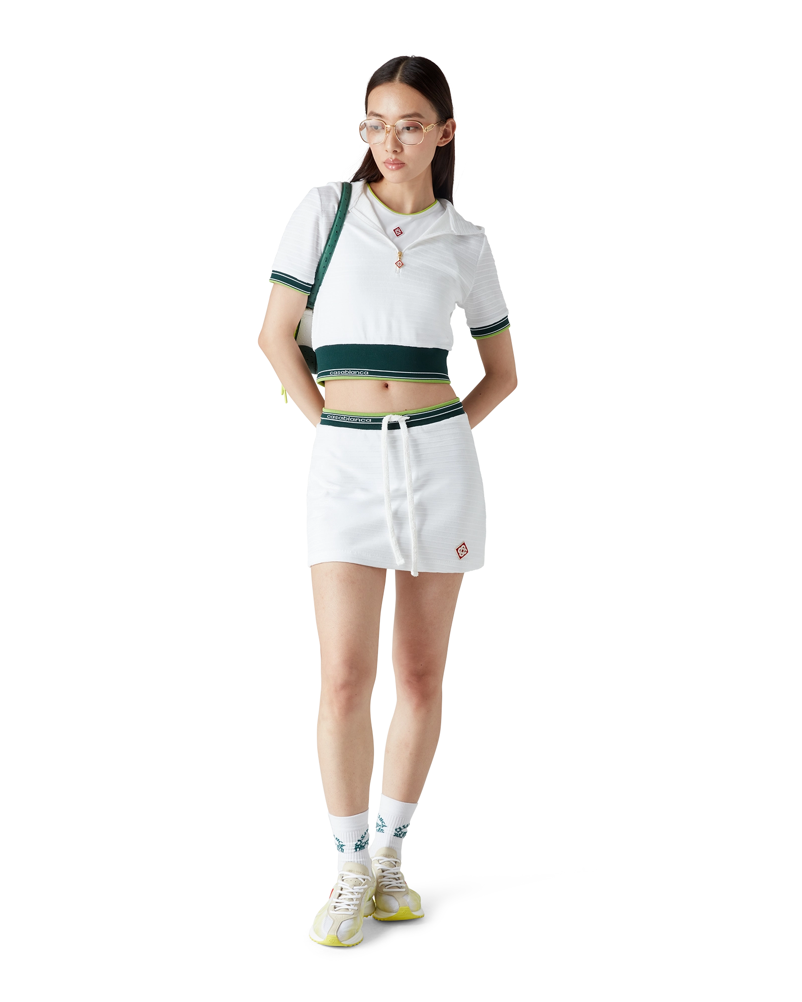 Textured Velour Tennis Cropped Hooded Top - Image 2