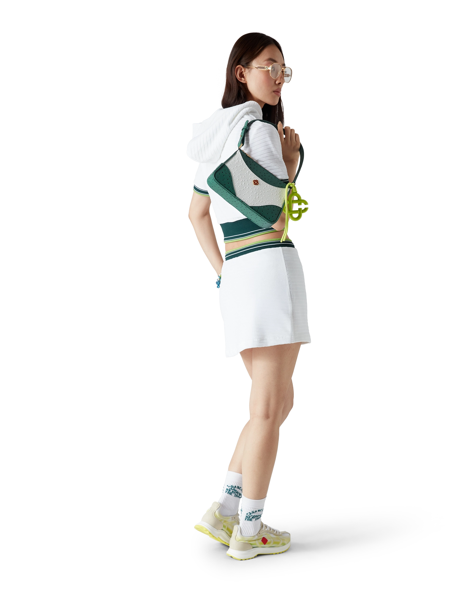 Textured Velour Tennis Cropped Hooded Top - Image 3