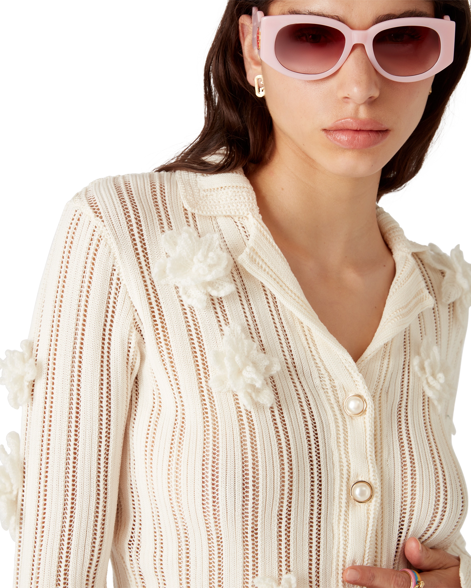 Flower Lace Knit Shirt - Image 5