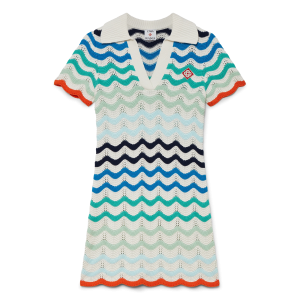Gradient Wave Crochet Mini Dress