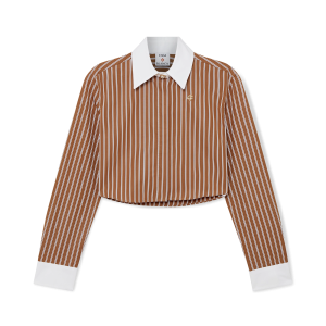 Stripe Cropped Long Sleeve Shirt