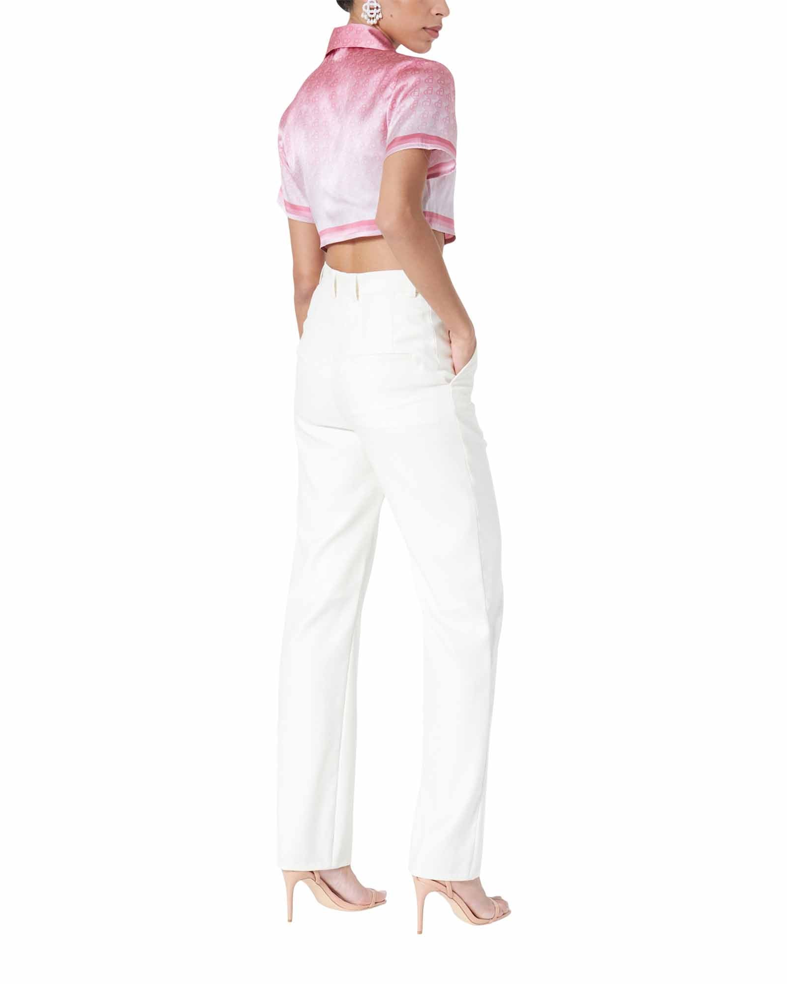 Morning City View Cropped Silk Shirt - Image 3