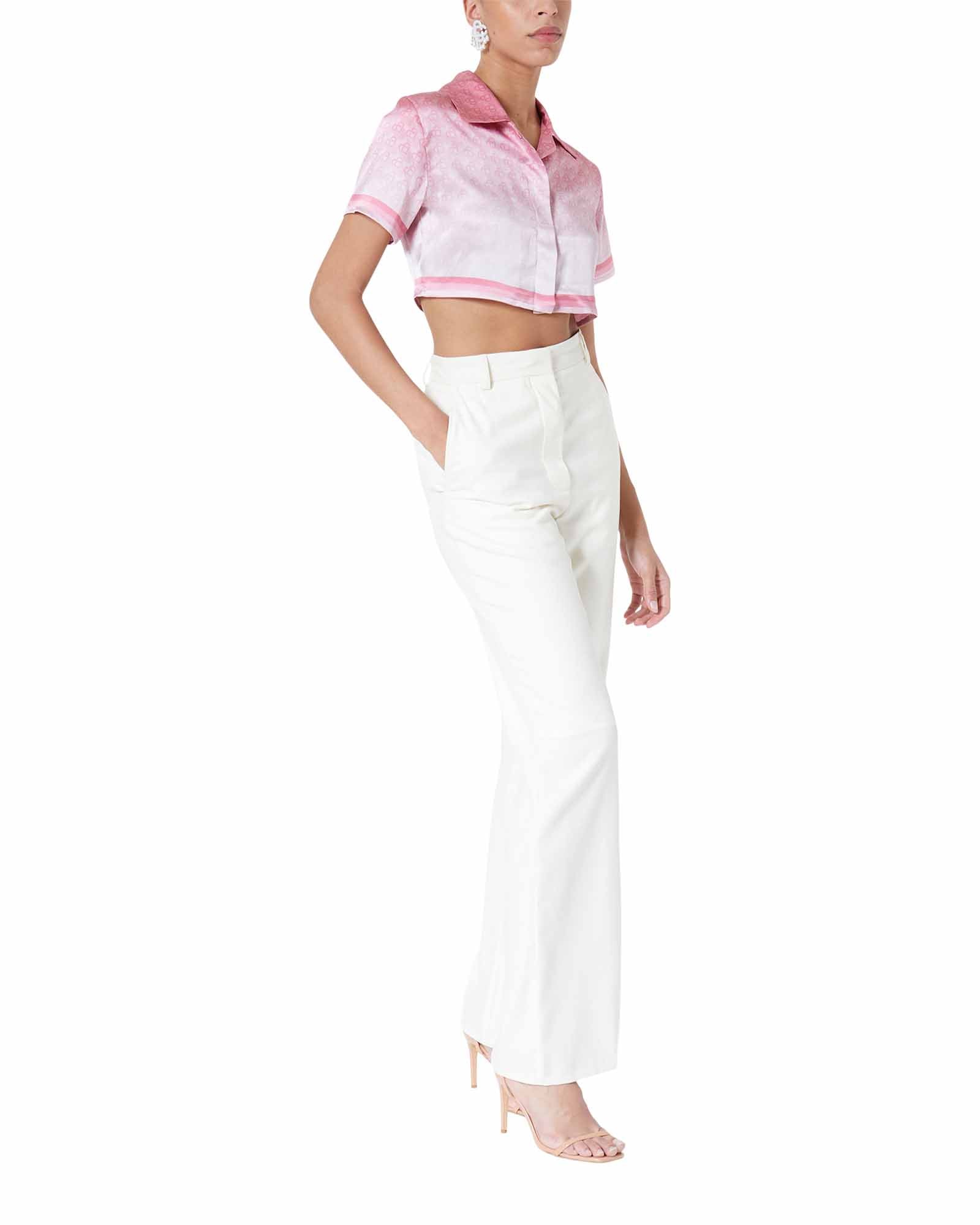Morning City View Cropped Silk Shirt - Image 2
